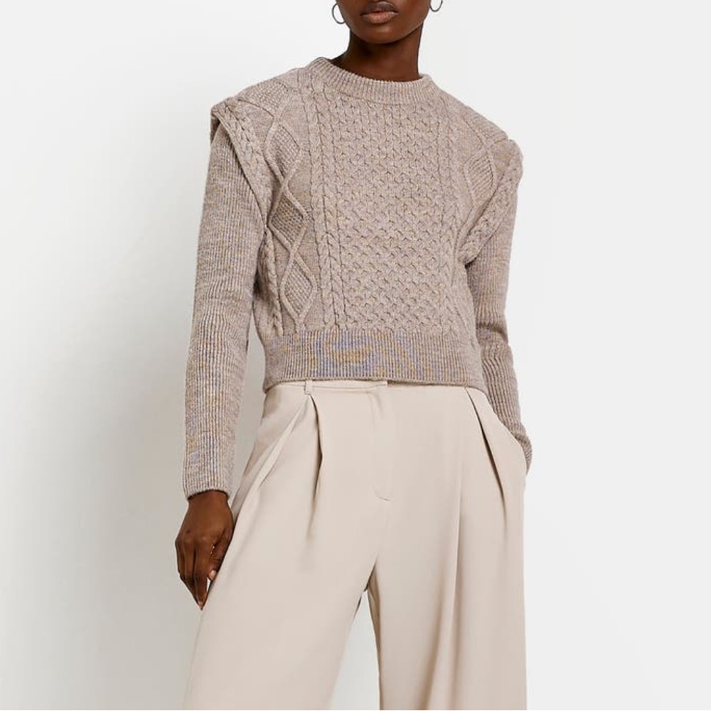 {River Island} Cable Knit Sweater - Beige
